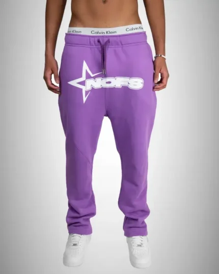 Nofs in Purple Sweatpants