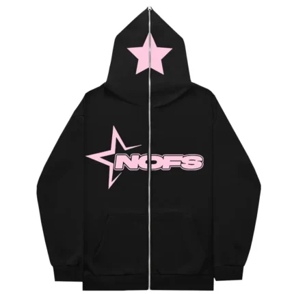 Nofs Hoodie with Black (Pink Color Print)